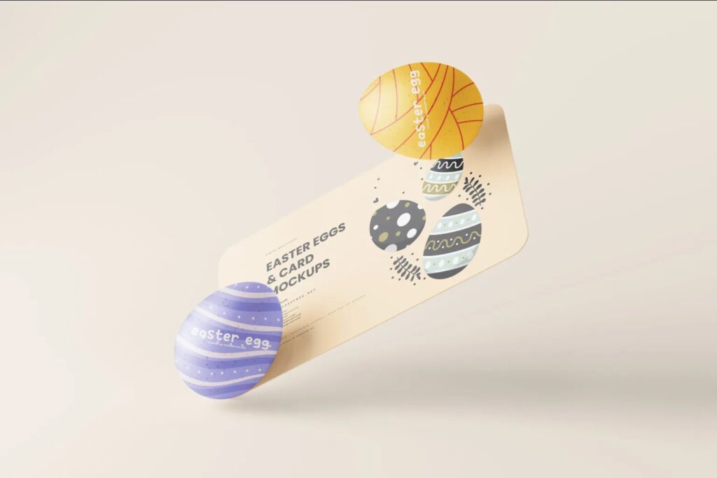 8 Card Mockups with Easter Eggs in Varied Sights