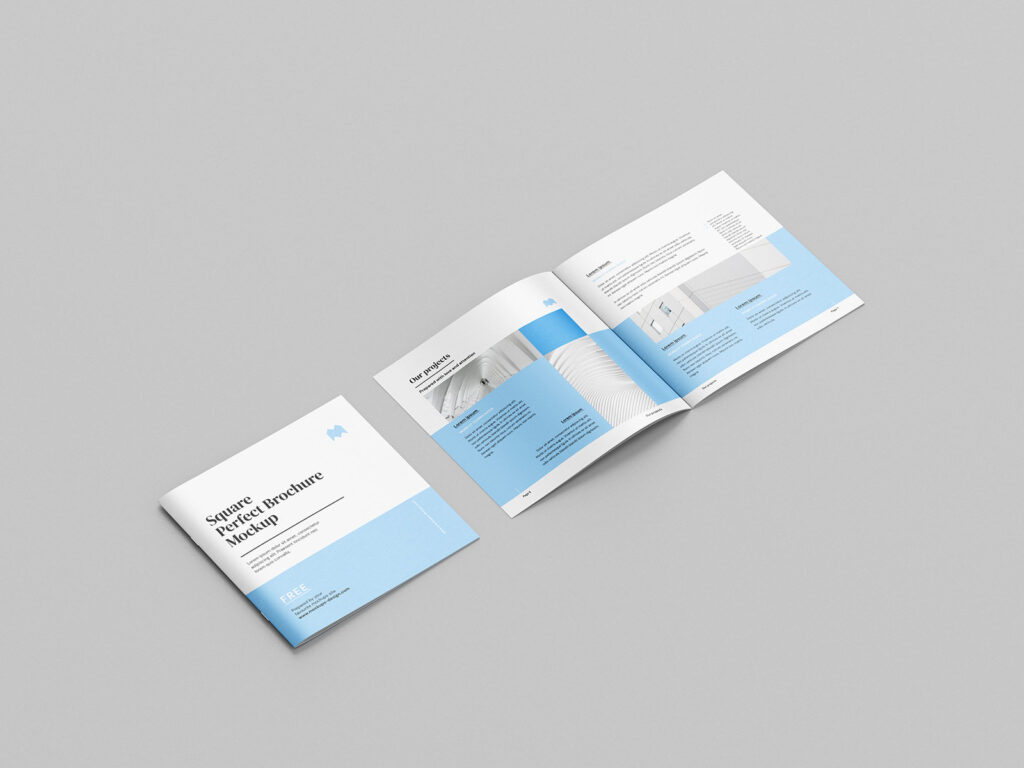 8 Mockups of Thin Square Brochure
