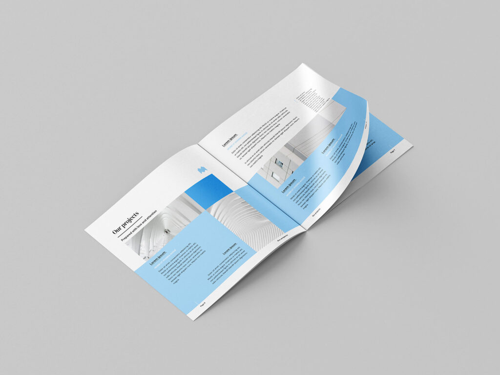 8 Mockups of Thin Square Brochure