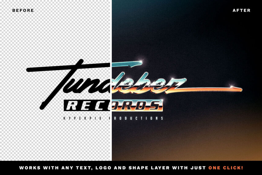 80s Chrome Text and Logo Effect