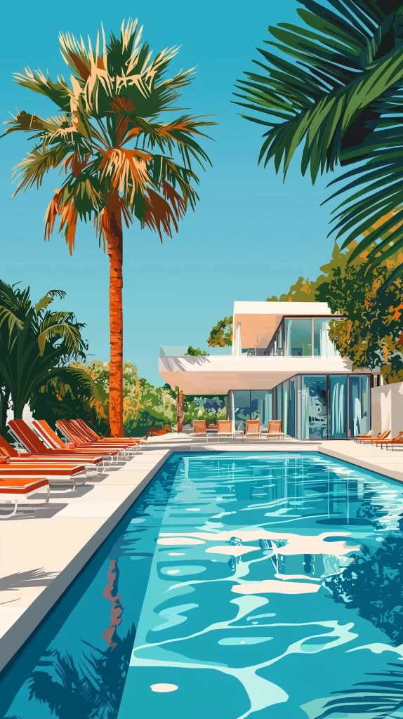 80s LA Pool Illustration