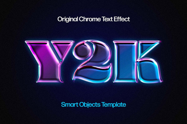 90s Chrome Text Effect