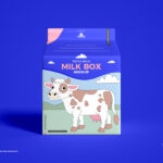 Front View of a Tetra Pack Milk Box Mockup