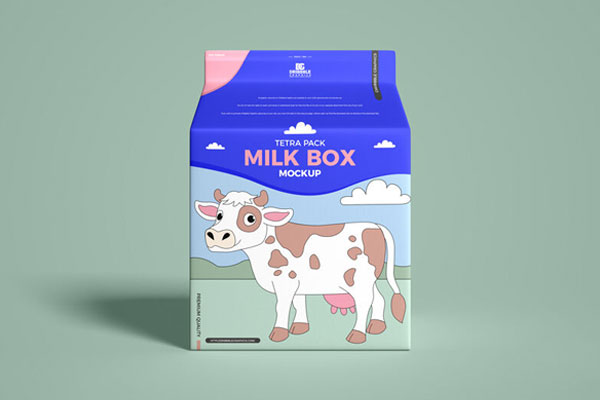 Front View of a Tetra Pack Milk Box Mockup