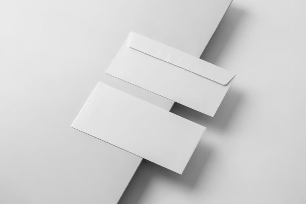 Perspective Sight of 2 Envelopes Mockup
