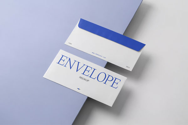 Perspective Sight of 2 Envelopes Mockup