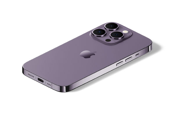 Perspective View of iPhone 14 Pro Mockup