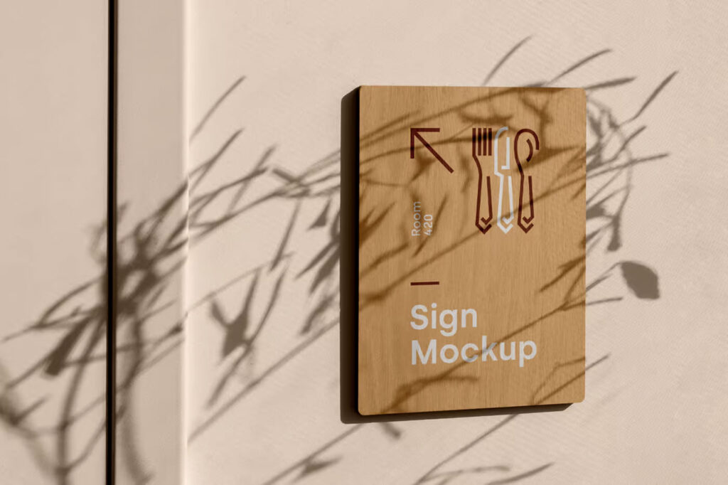 Wood Sign on the Wall Mockup