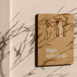 Wood Sign on the Wall Mockup