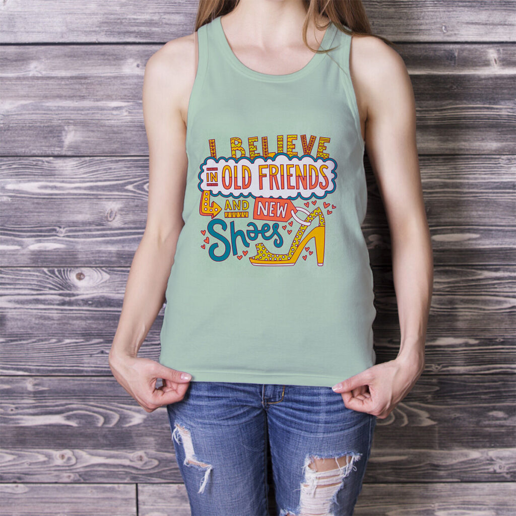 A Girl in a Tank Top Mockup with Front View
