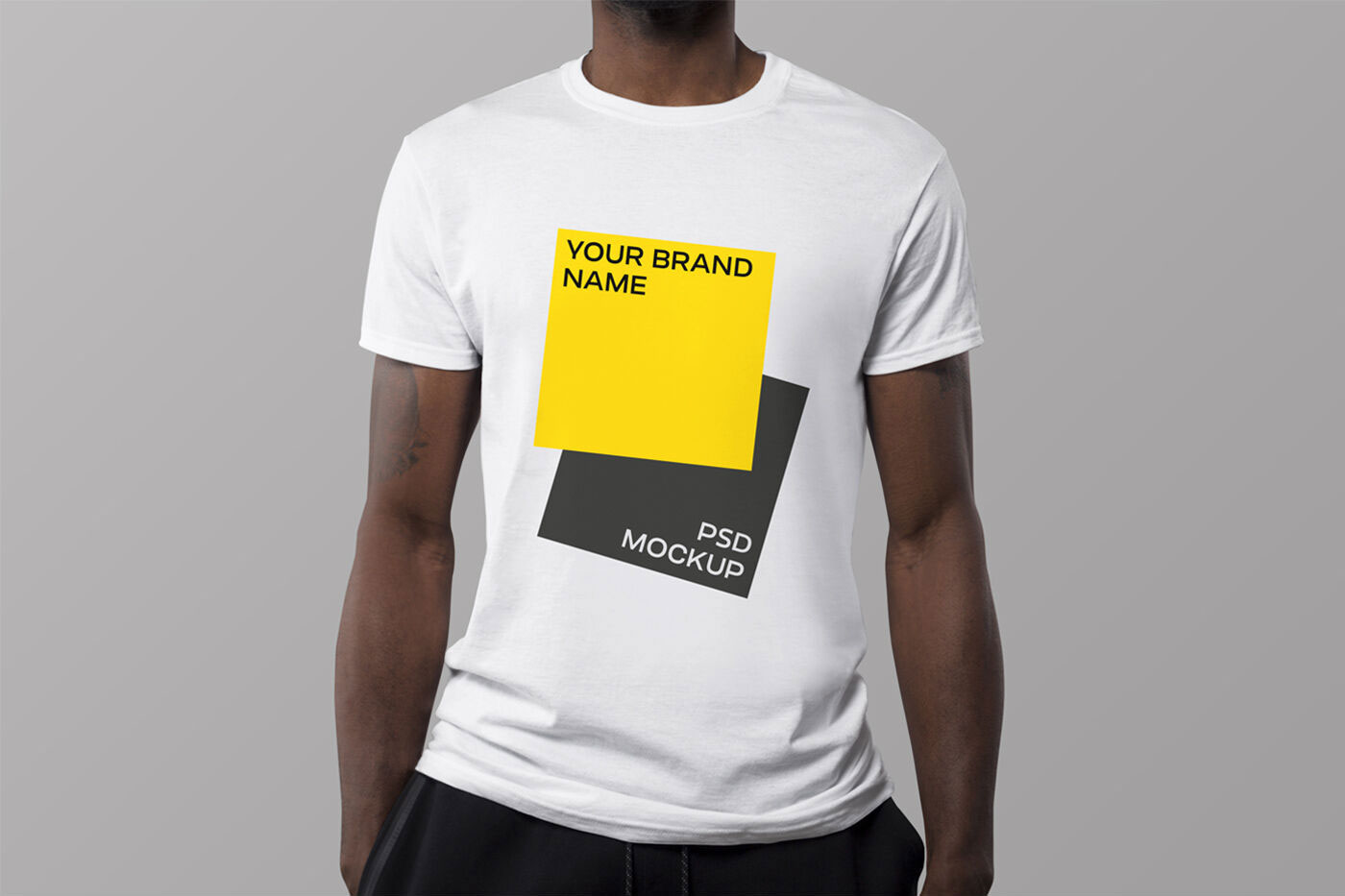 A Man Wearing T-Shirt Mockup FREE PSD