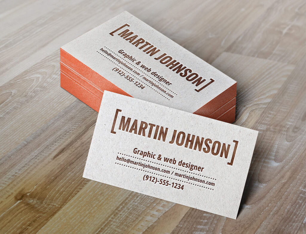 A Pack and Single Business Cards with Letterpress Effect Mockup