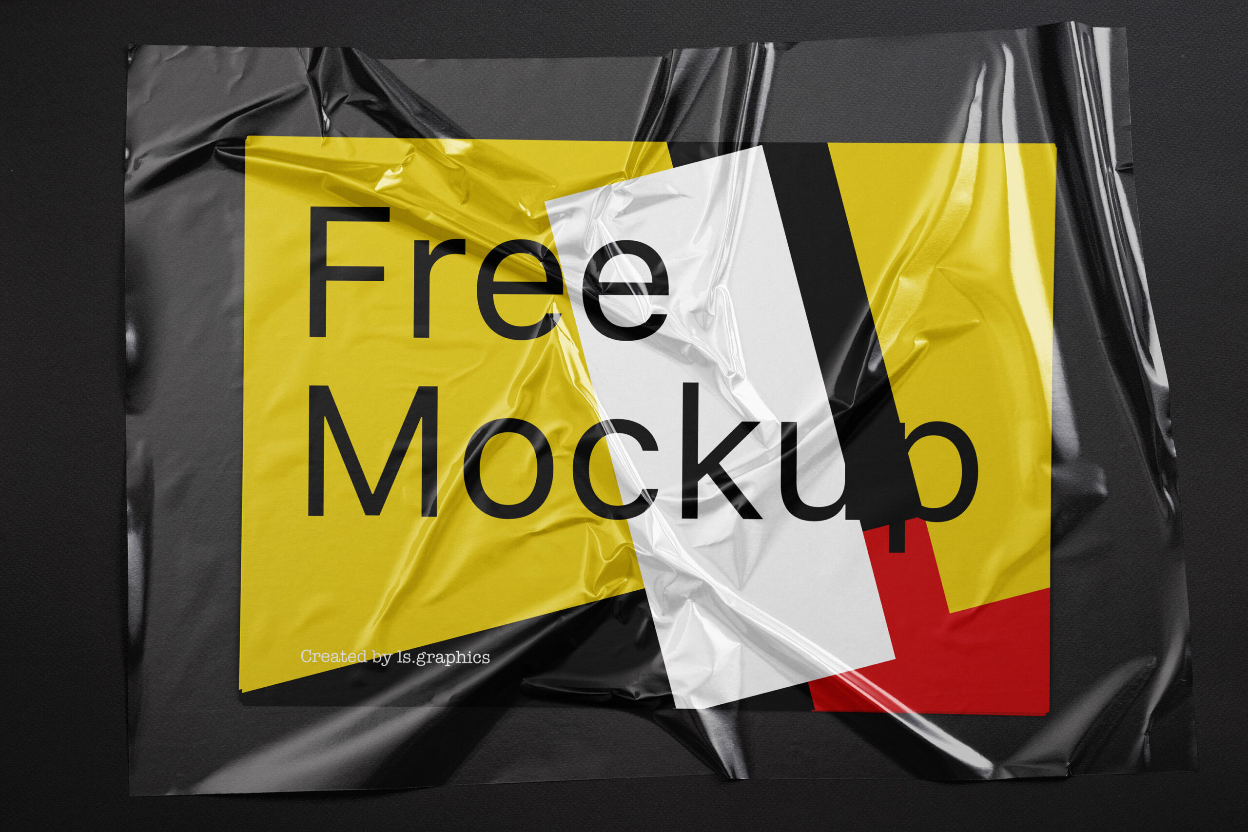 A Paper Located Underneath a Wrinkled Transparent Plastic Mockup FREE PSD
