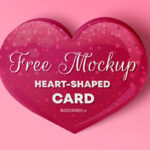 A Set of 4 Heart-Shaped Cards in Different Angles Mockup