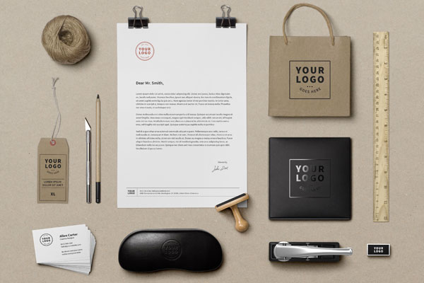 A Set of Branding Items Laid in Top View Mockup