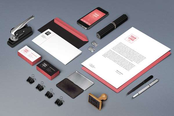 A Set of Corporate Stationery Branding Items in Perspective Mockup