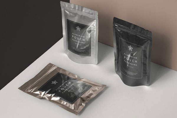 A Set of Metal Foil Packaging Mockup