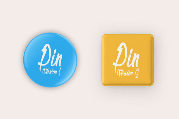 A Square and a Circle Pin Badge Button Mockup
