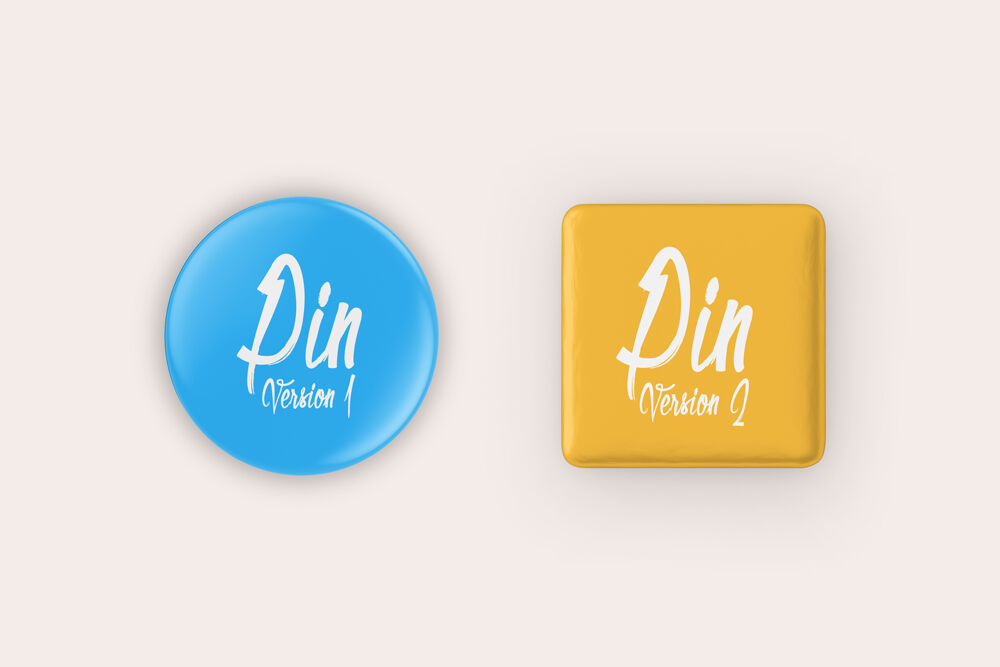A Square and a Circle Pin Badge Button Mockup
