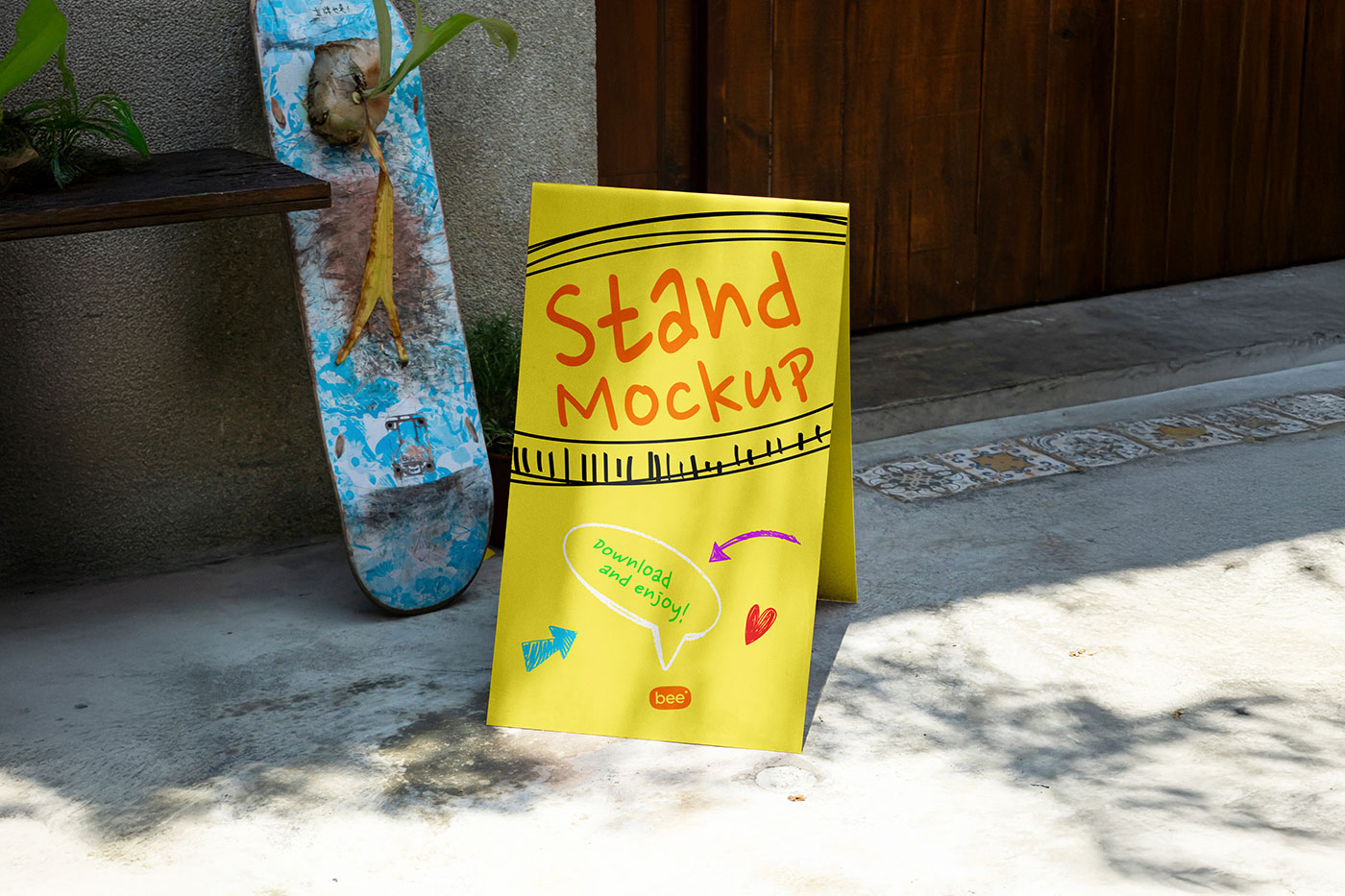 Free A Stand on Street Mockup PSD Template