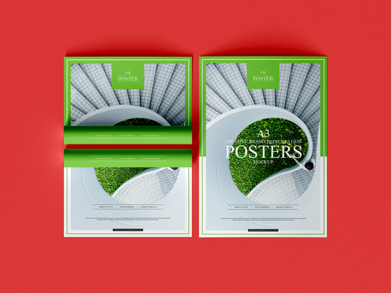 A3 Creative Open and Folded Posters Mockup