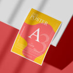 A3 Curved Poster Mockup with Realistic Shadows