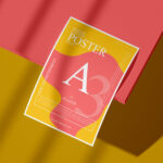 A3 Curved Poster Mockup with Realistic Shadows
