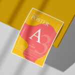 A3 Curved Poster Mockup with Realistic Shadows