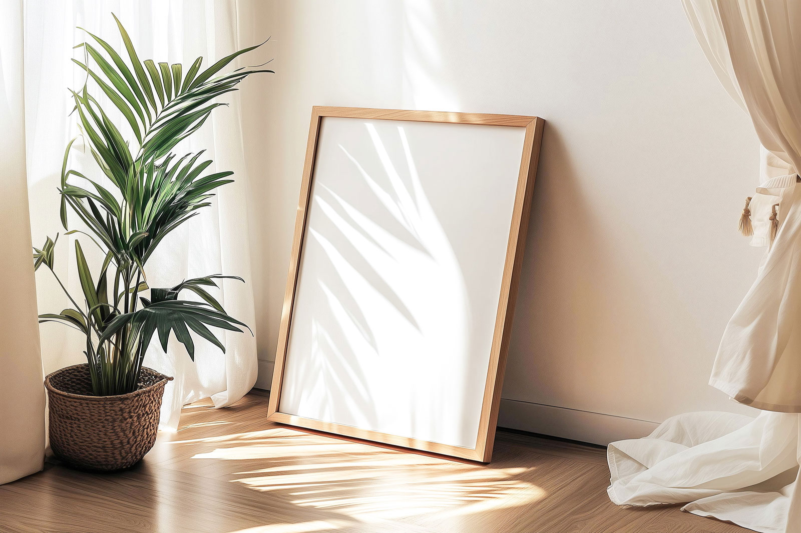 Free A3 Wooden Photo Frame Mockup PSD Template