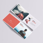 A4 Bi-Fold Horizontal Brochure Mockup with Inner and Outer View