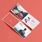 A4 Bi-Fold Horizontal Brochure Mockup with Inner and Outer View