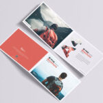 A4 Bi-Fold Horizontal Brochure Mockup with Inner and Outer View