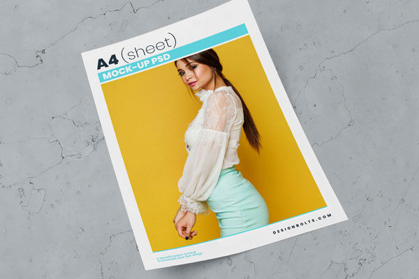 A4 Flyer on a Marble Surface Mockup