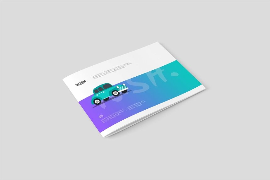 A4 Landscape Brochure Catalog Mockup in 5 Views