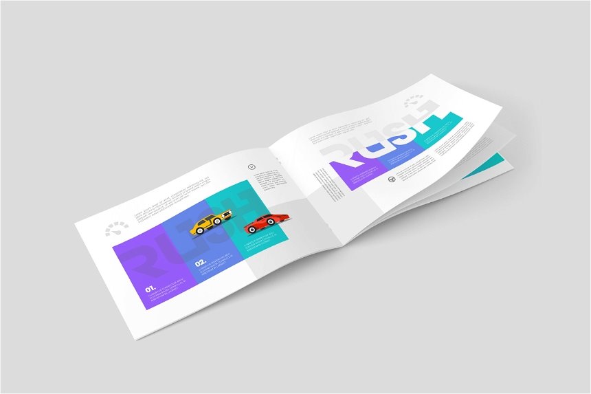 A4 Landscape Brochure Catalog Mockup in 5 Views