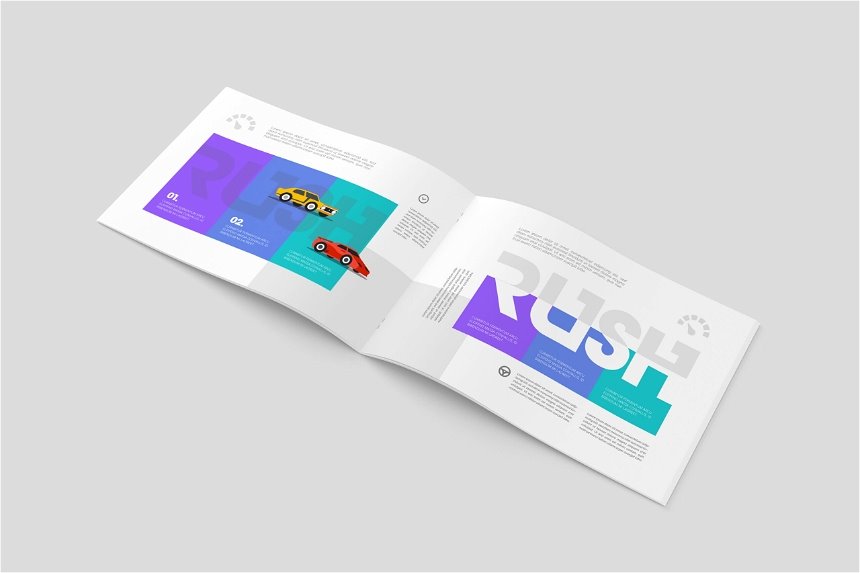 A4 Landscape Brochure Catalog Mockup in 5 Views