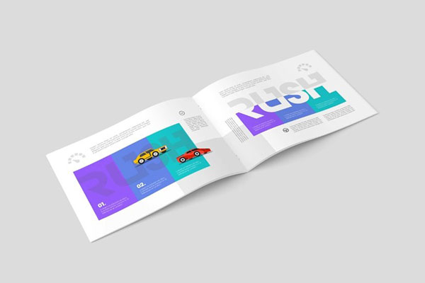 A4 Landscape Brochure Catalog Mockup in 5 Views