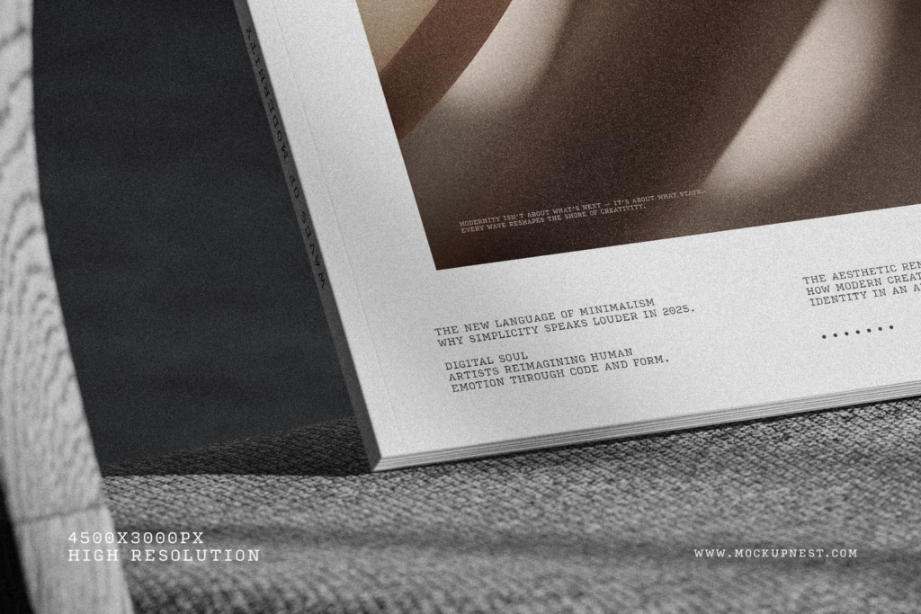 A4 Magazine Cover Mockup on Fabric Chair