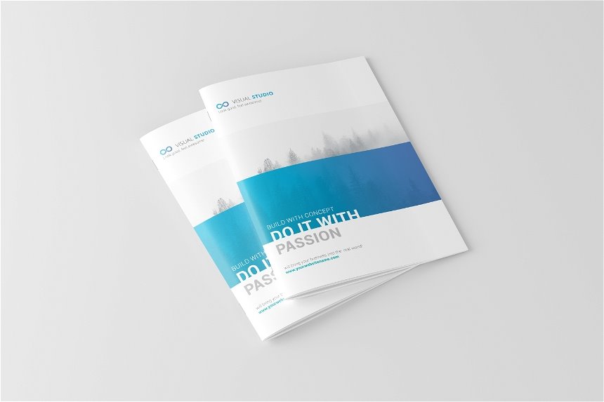 A4 Magazine Mockup in 4 Showcases