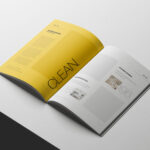 A4 Magazine Mockup Open on Minimal White Surface