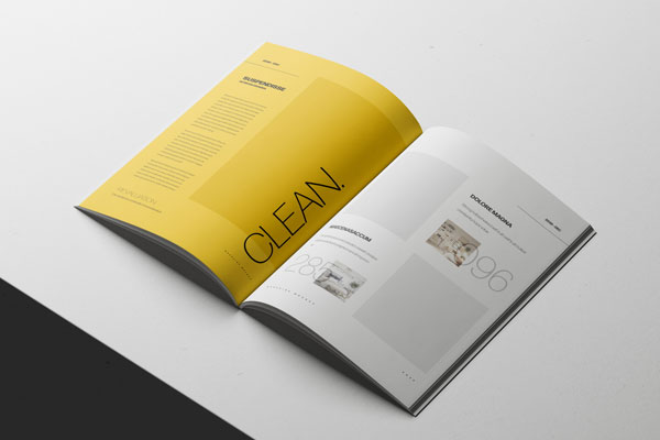 A4 Magazine Mockup Open on Minimal White Surface