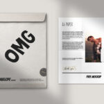 A4 Paper Flyer, a Business Card and C4 Envelope Paper Mockup