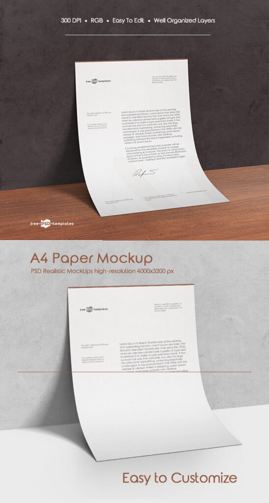 A4 Paper Leaning Against a Wall Mockup