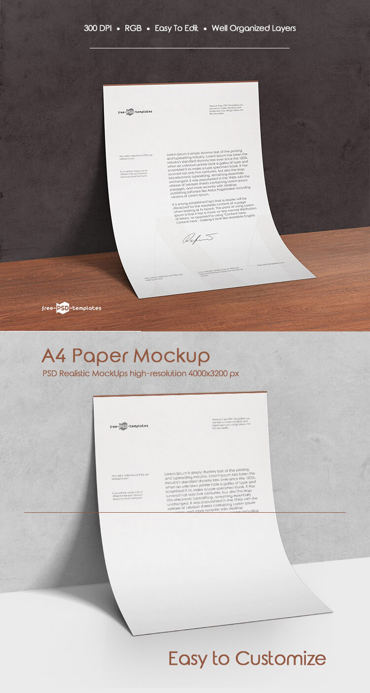 A4 Paper Leaning Against a Wall Mockup FREE PSD
