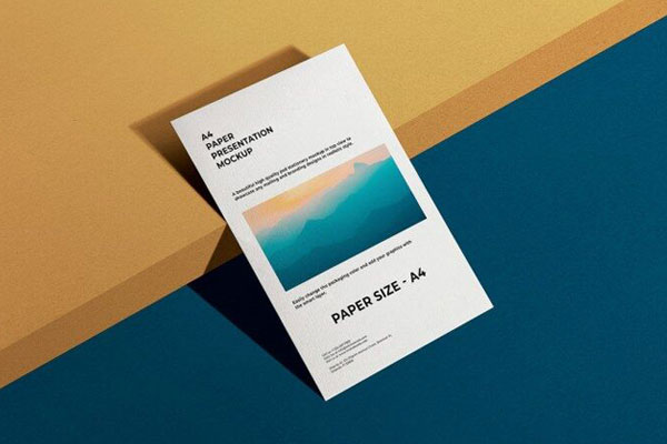 A4 Paper Presentation Lean to the Edge of a Level Mockup
