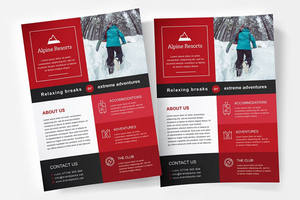 A4 Poster and Business Card Templates Featuring Black and Red Theme