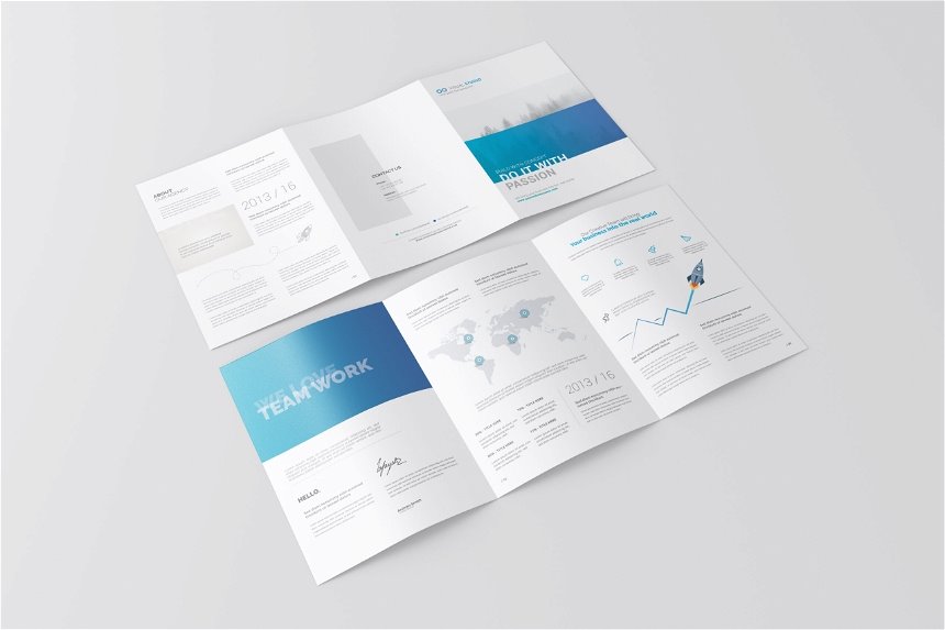 A4 Tri Fold Brochure Mockup in 4 Showcases