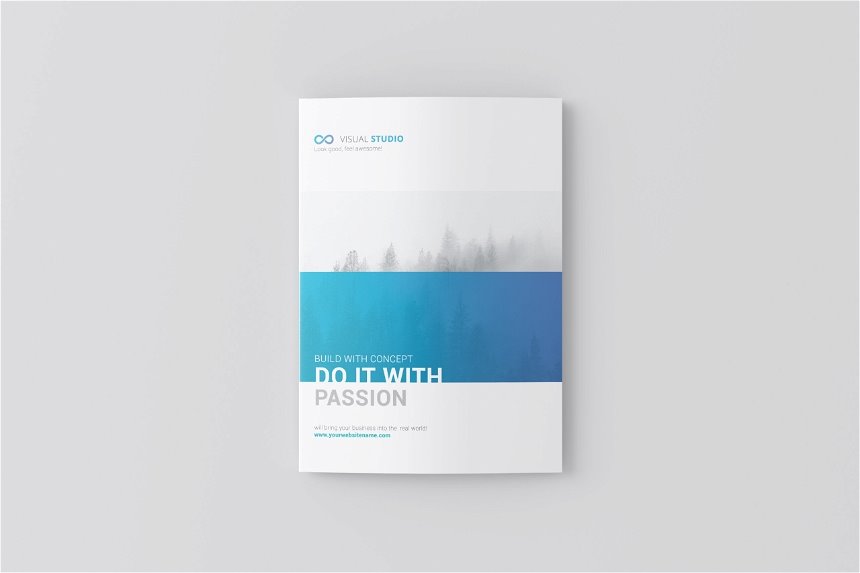 A4 Tri Fold Brochure Mockup in 4 Showcases