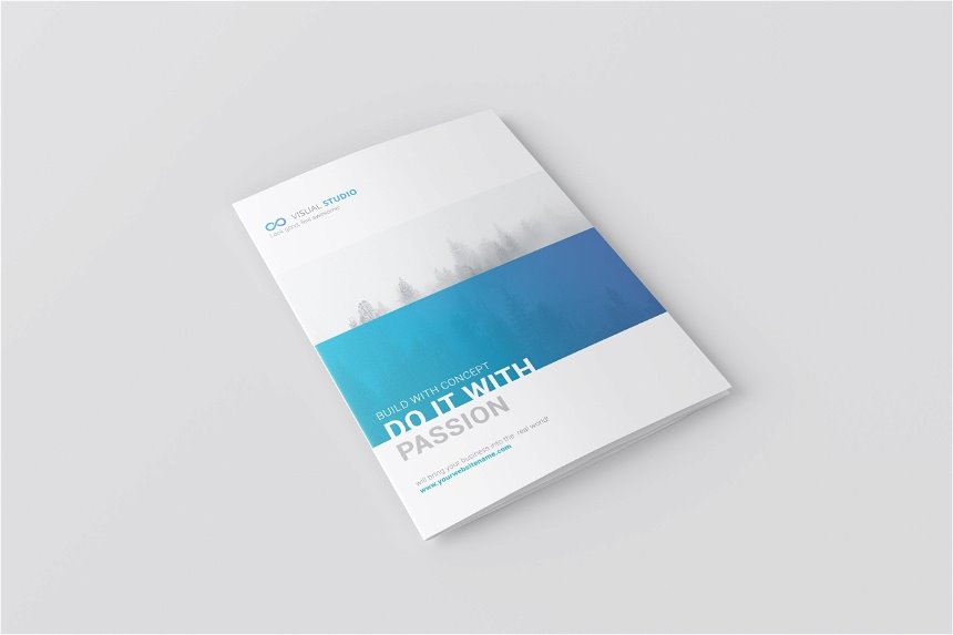 A4 Tri Fold Brochure Mockup in 4 Showcases