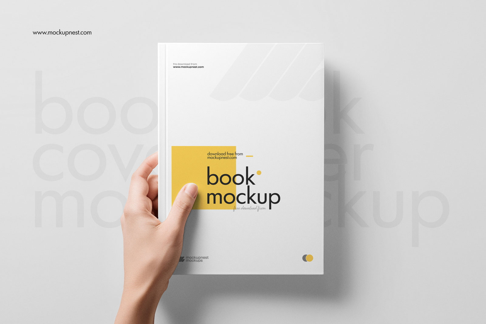 Free A5 Book Cover Mockup in Hand PSD Template